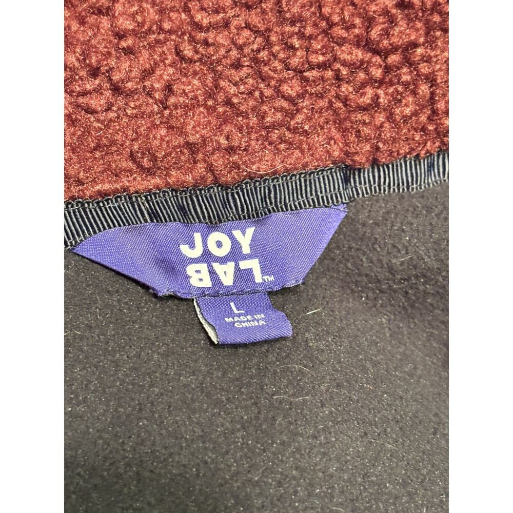 Joy Lab Sherpa Fleece Jacket Burgundy Zip Up Size Large Cozy Teddy Jacket - Picture 6 of 9